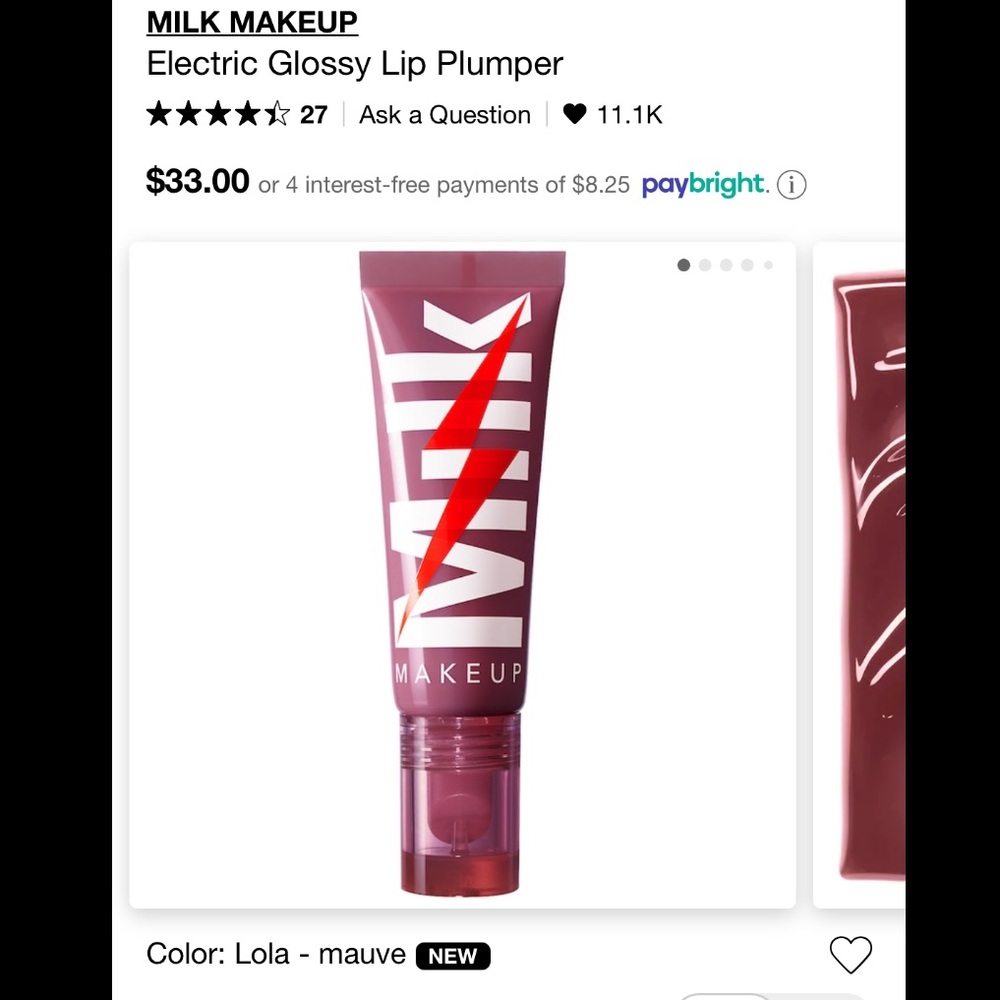 2/$30* MILK MAKEUP: Electric Glossy Lip (Lola)